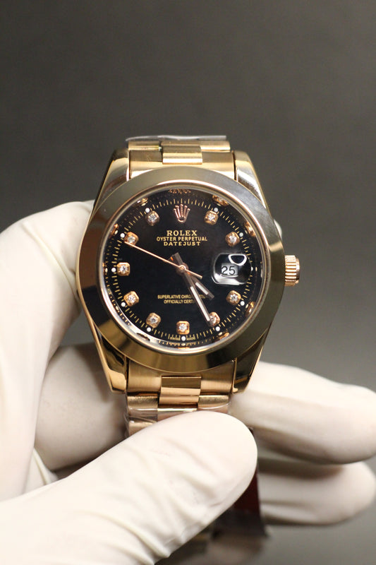 R0lex Datejust | Yellow Gold | Gloss-black “piano” dial