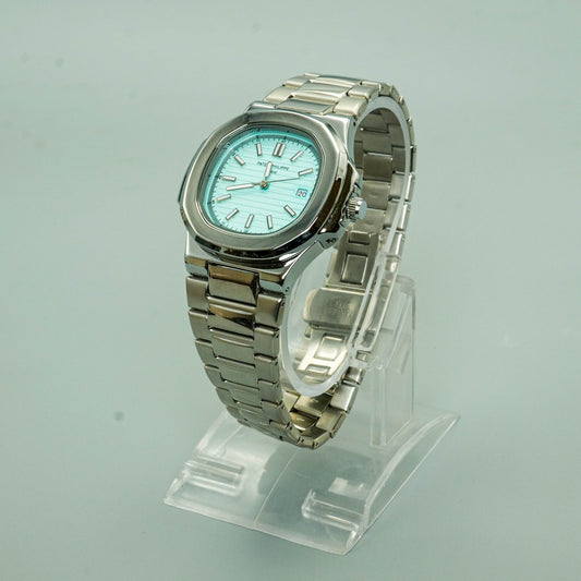 PP | Nautilus | Silver Chain | Lacquered Tiffany Blue Dial