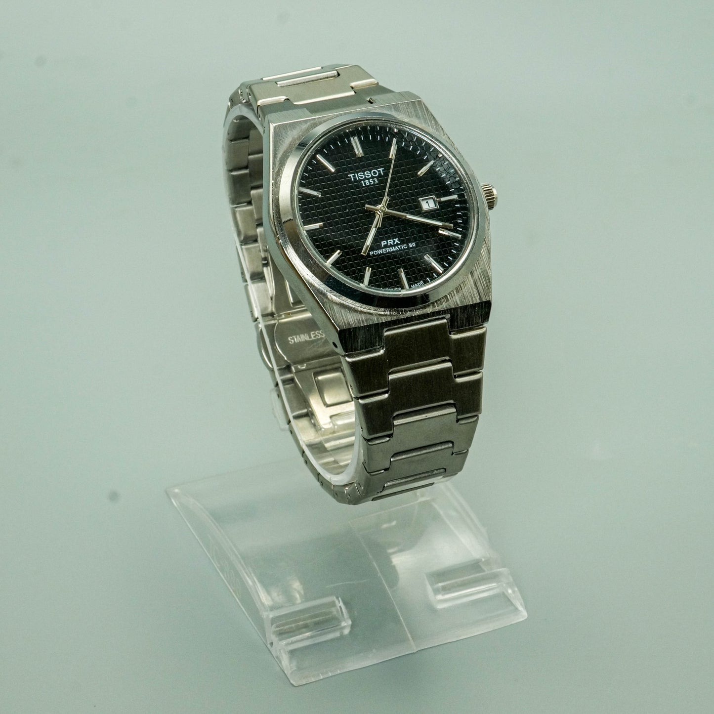 Tissot PRX | Silver Chain | Black (Anthracite waffle texture) Dial