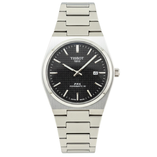 Tissot PRX Luxury Watch – Silver with Black Dial