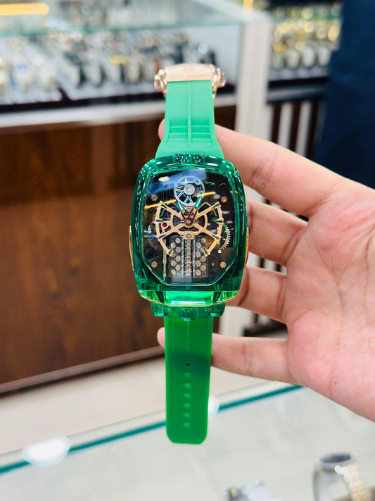 Bugatti Skeleton Watch | Transparent Case | Exposed Mechanical Dial