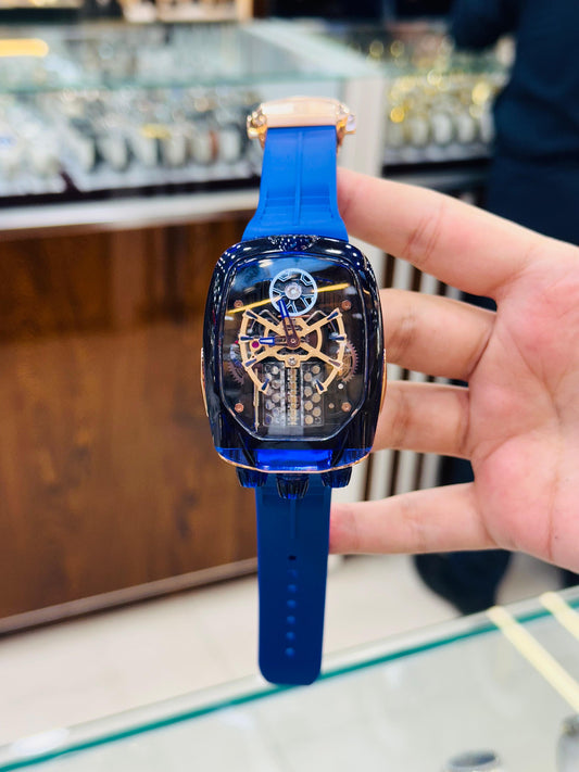 Bugatti Skeleton Watch | Transparent Case | Exposed Mechanical Dial